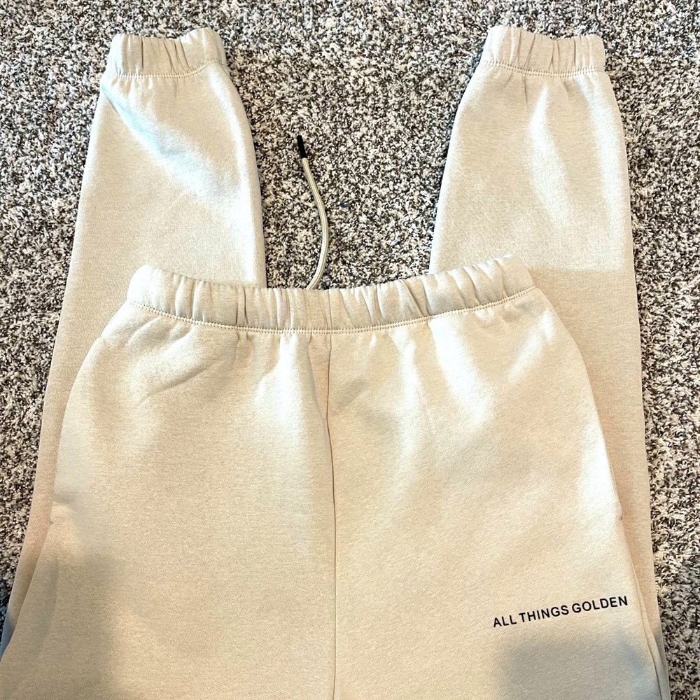 ALL THINGS GOLDEN, TRACK PANTS, STONE, SMALL, NWT